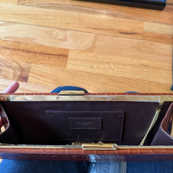 Saint Laurent Brown Crocodile Leather Embossed Croc Midnight Clutch Small - Picture 10 of 16